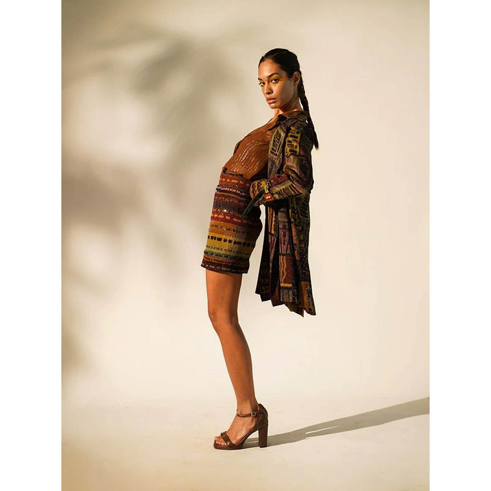 Nikita Mhaisalkar Multicolour Abstract Print Trench Coat