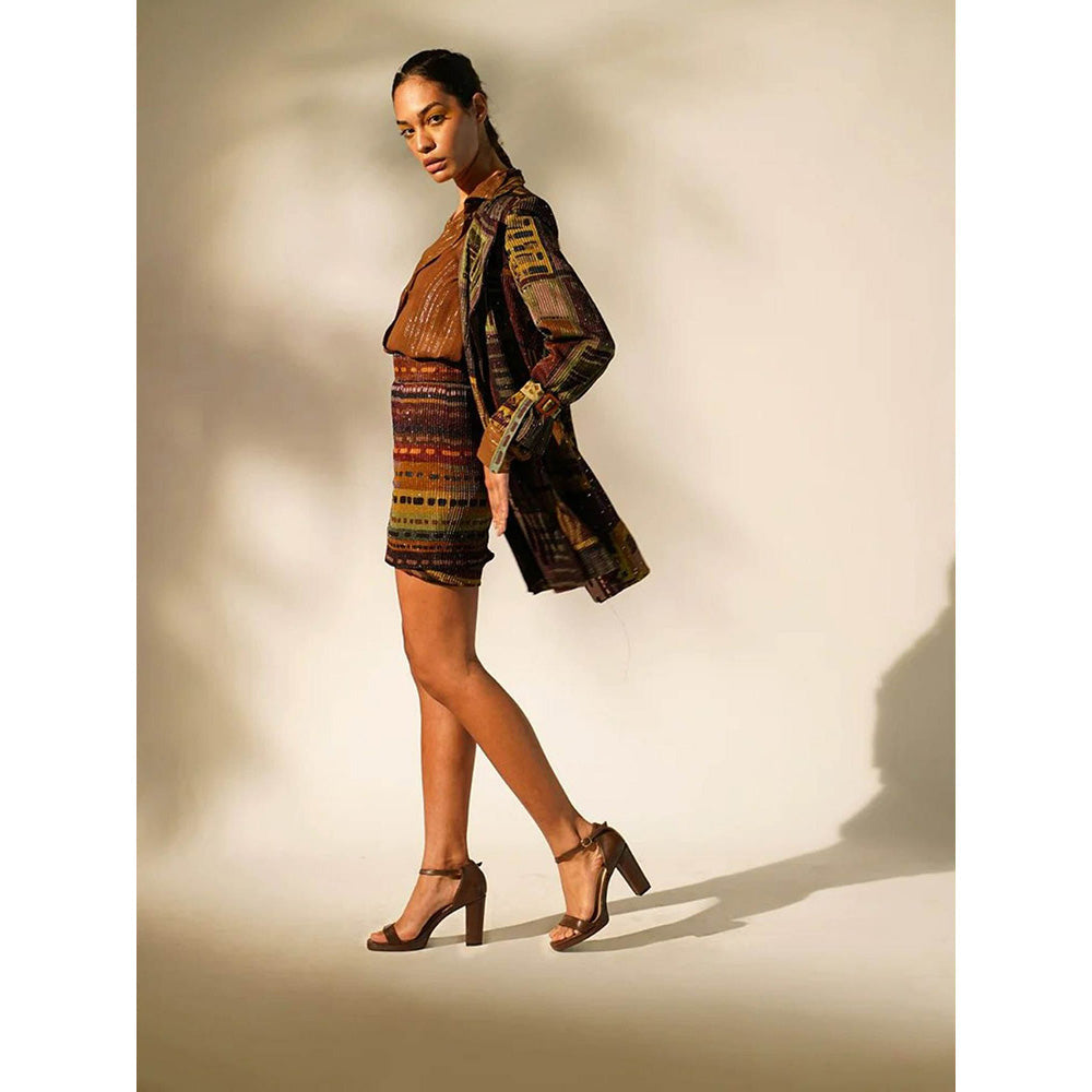 Nikita Mhaisalkar Stripe Multicolour Print Short Skirt