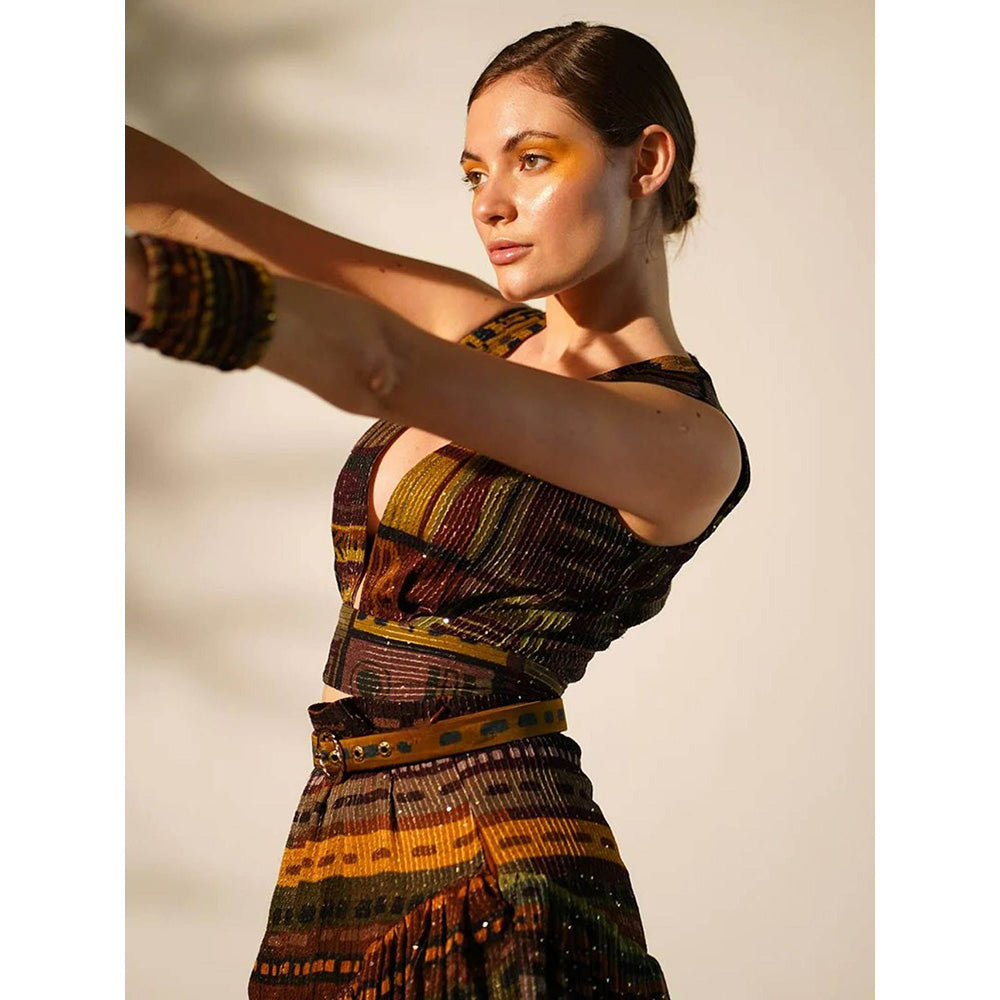 Nikita Mhaisalkar Multicolour Abstract Print Crop Top