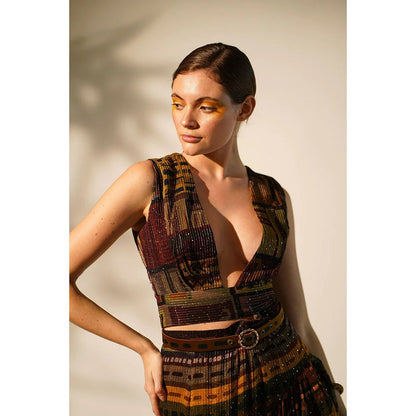 Nikita Mhaisalkar Multicolour Abstract Print Crop Top