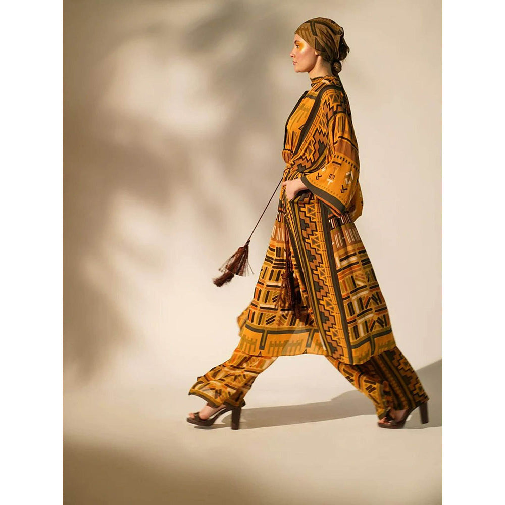 Nikita Mhaisalkar Mustard Aztec Print Co Ord (Set of 2)