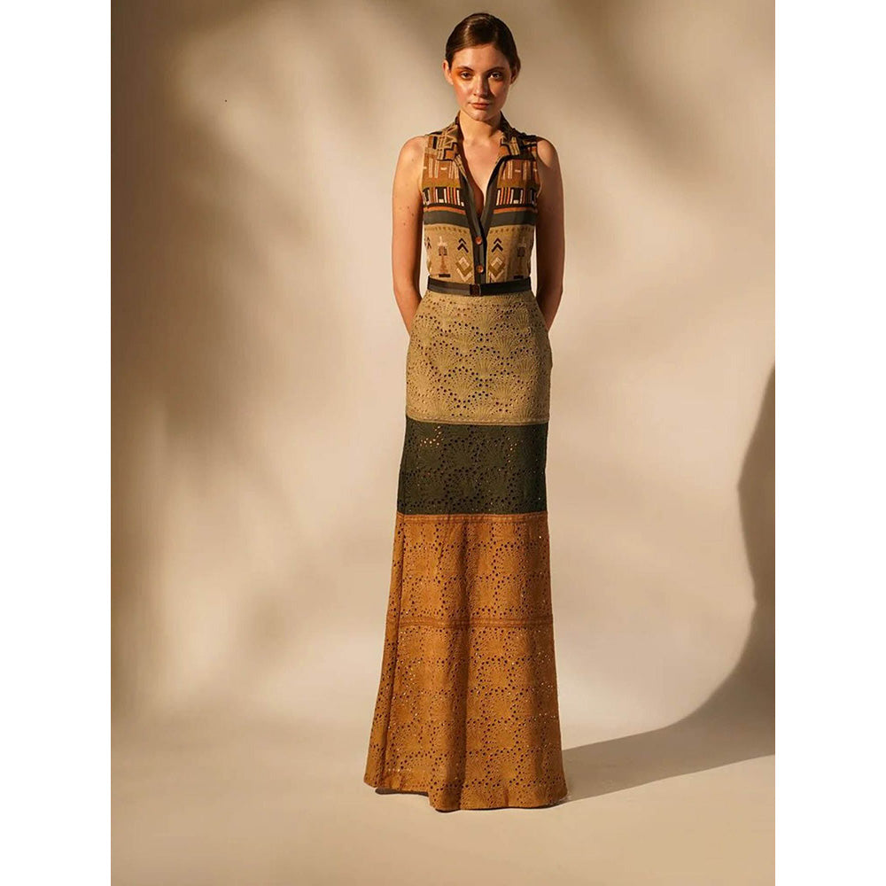 Nikita Mhaisalkar Green Aztec Print Bodysuit