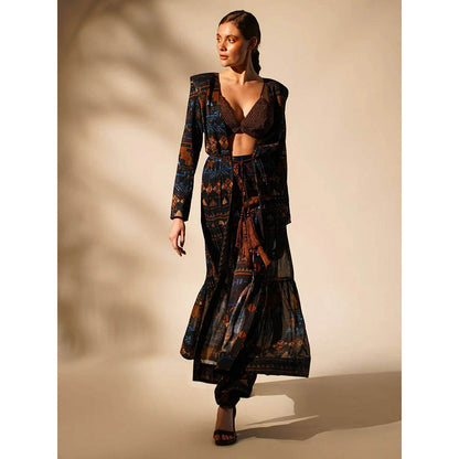 Nikita Mhaisalkar Blue Aztec Print Jacket Pant (Set of 2)