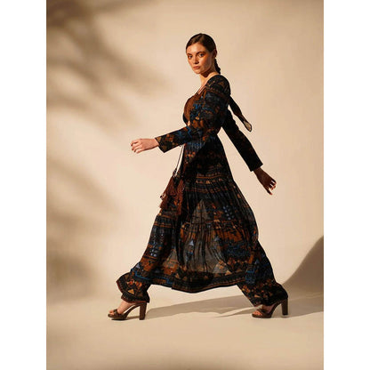 Nikita Mhaisalkar Blue Aztec Print Jacket Pant (Set of 2)