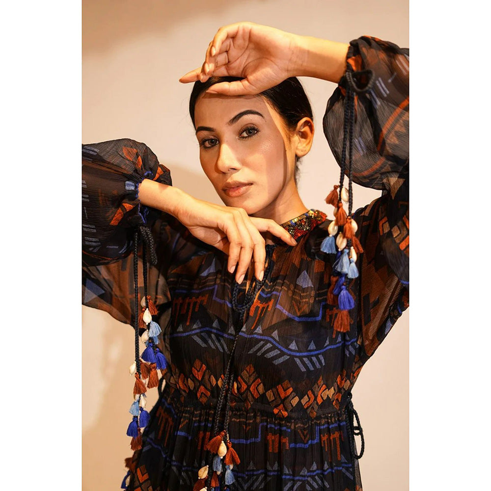 Nikita Mhaisalkar Blue Aztec Print Maxi