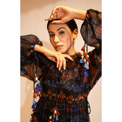 Nikita Mhaisalkar Blue Aztec Print Maxi