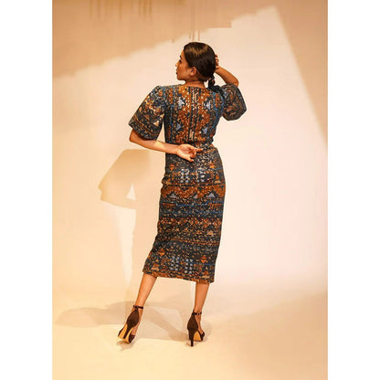 Nikita Mhaisalkar Blue Aztec Print Dress