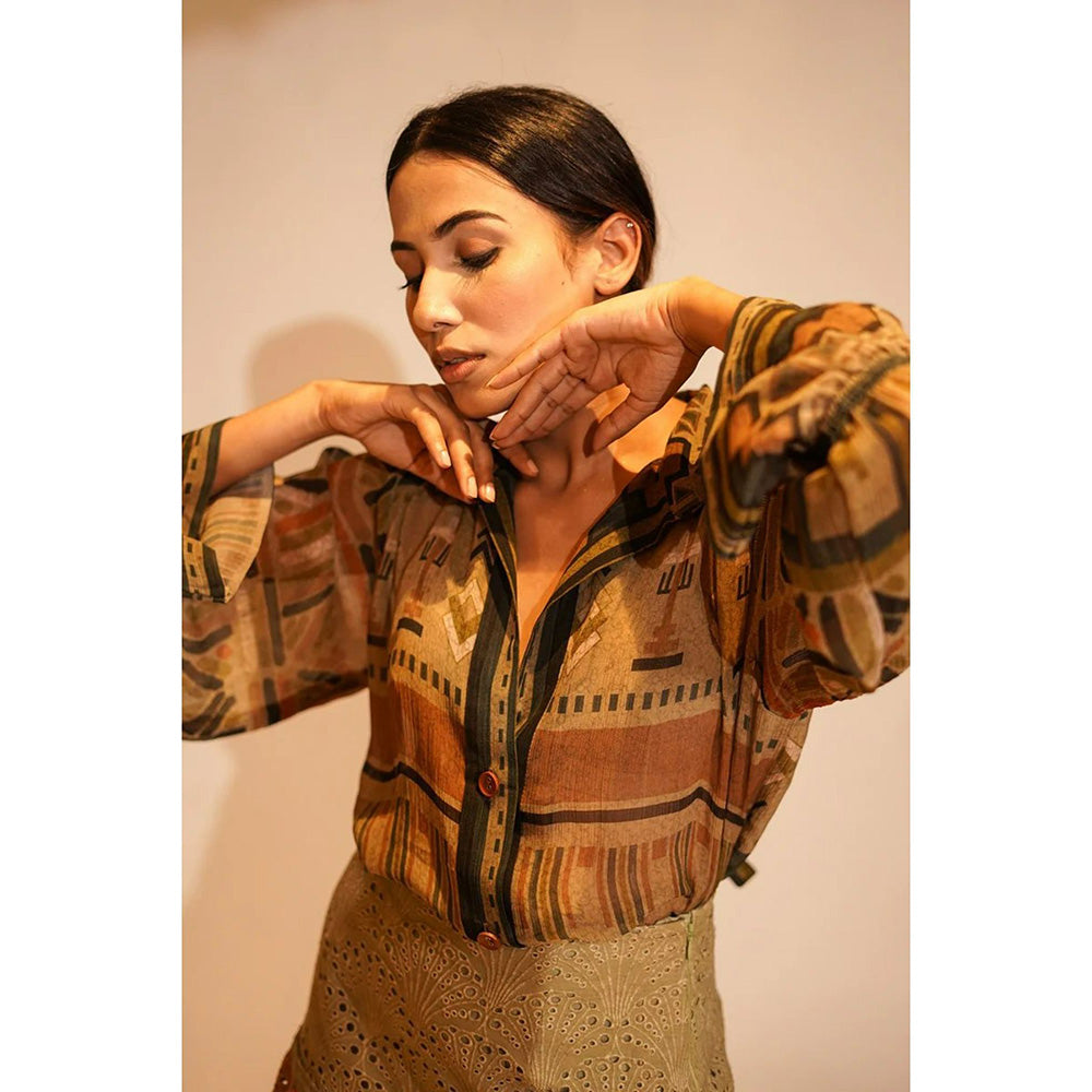 Nikita Mhaisalkar Green Aztec Print Shirt