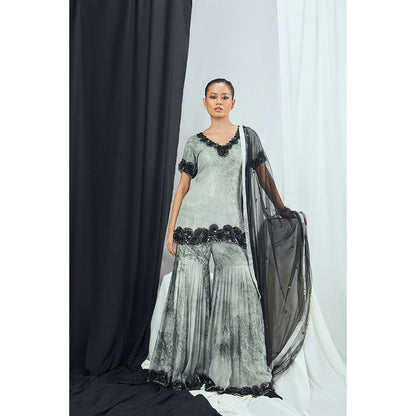 Nirmooha Forest Printed Lurex Embellished Kurti with Sharara and Dupatta (Set of 3)