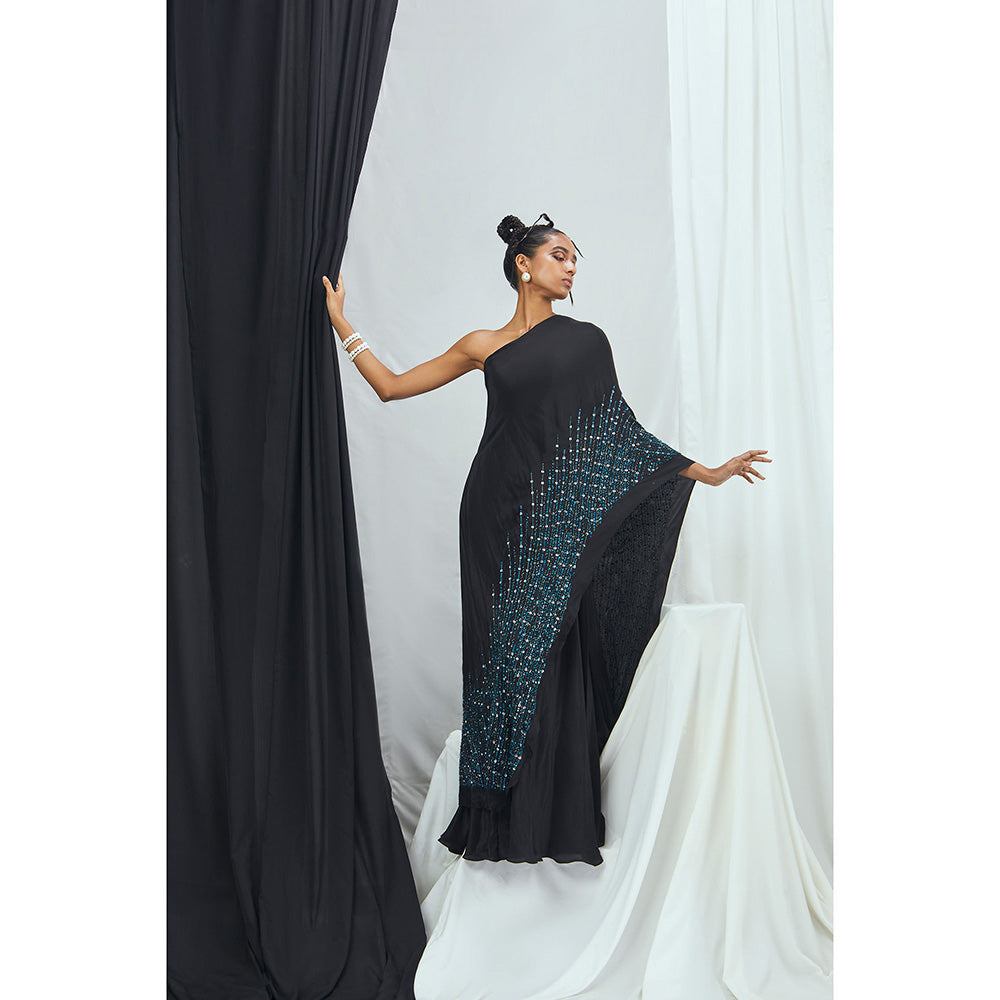 Nirmooha Carbon One Shoulder Embellished Asymmetrical Kaftan Dress