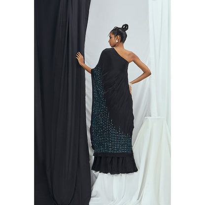 Nirmooha Carbon One Shoulder Embellished Asymmetrical Kaftan Dress