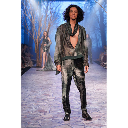 Nirmooha Emerald Printed Velvet Pant