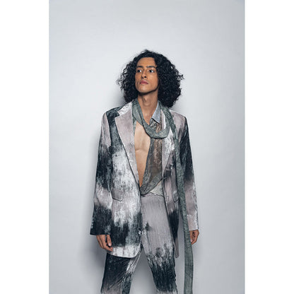 Nirmooha Landscape Print Velvet Pant