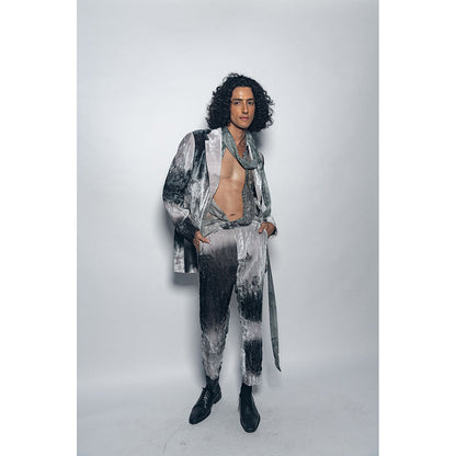 Nirmooha Landscape Print Velvet Pant