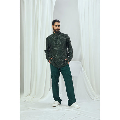 Nirmooha Emerald Sequin Full Sleeve T-Shirt with Turtle Neck