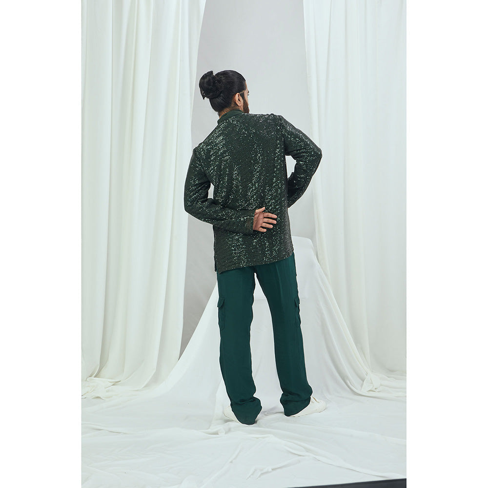 Nirmooha Emerald Sequin Full Sleeve T-Shirt with Turtle Neck