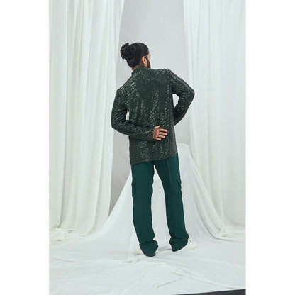 Nirmooha Emerald Sequin Full Sleeve T-Shirt with Turtle Neck