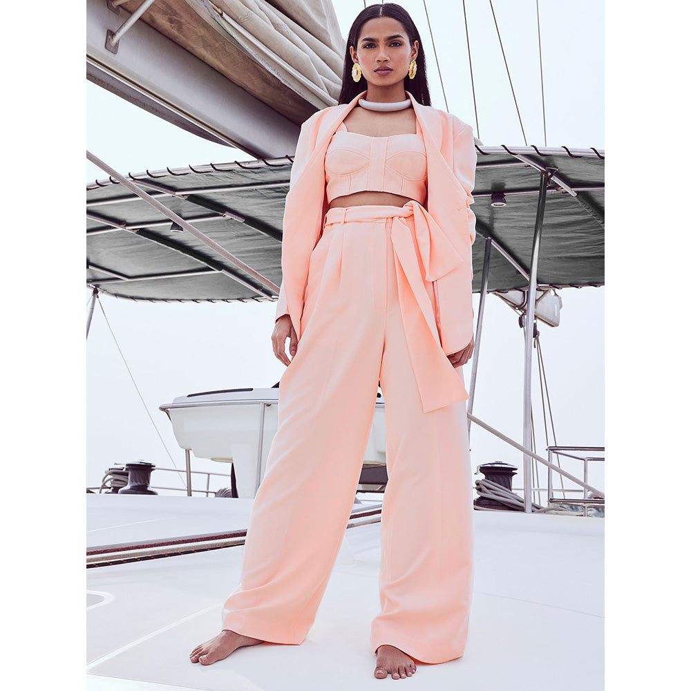 Nirmooha Orange Blazer with Belt (Set of 2)