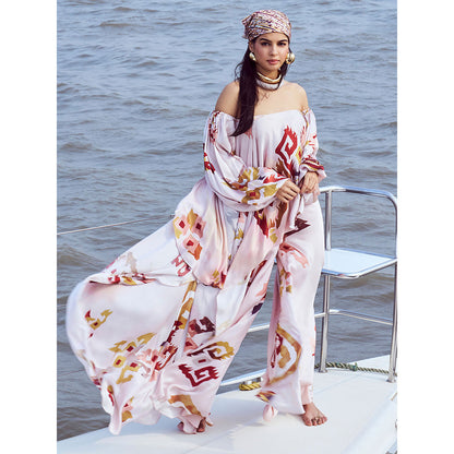 Nirmooha White Patola Printed Off Shoulder Top