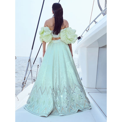 Nirmooha Hand Embroidered Lehenga with Bustier (Set of 2)