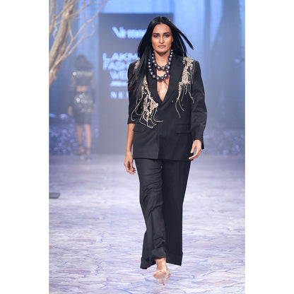 Nirmooha Carbon Hand Embellished Blazer Black