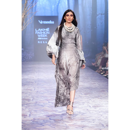 Nirmooha Printed Reverse Zip Bomber Jacket Grey