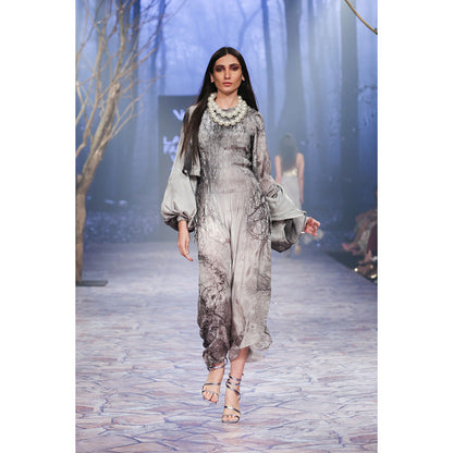 Nirmooha Printed Reverse Zip Bomber Jacket Grey