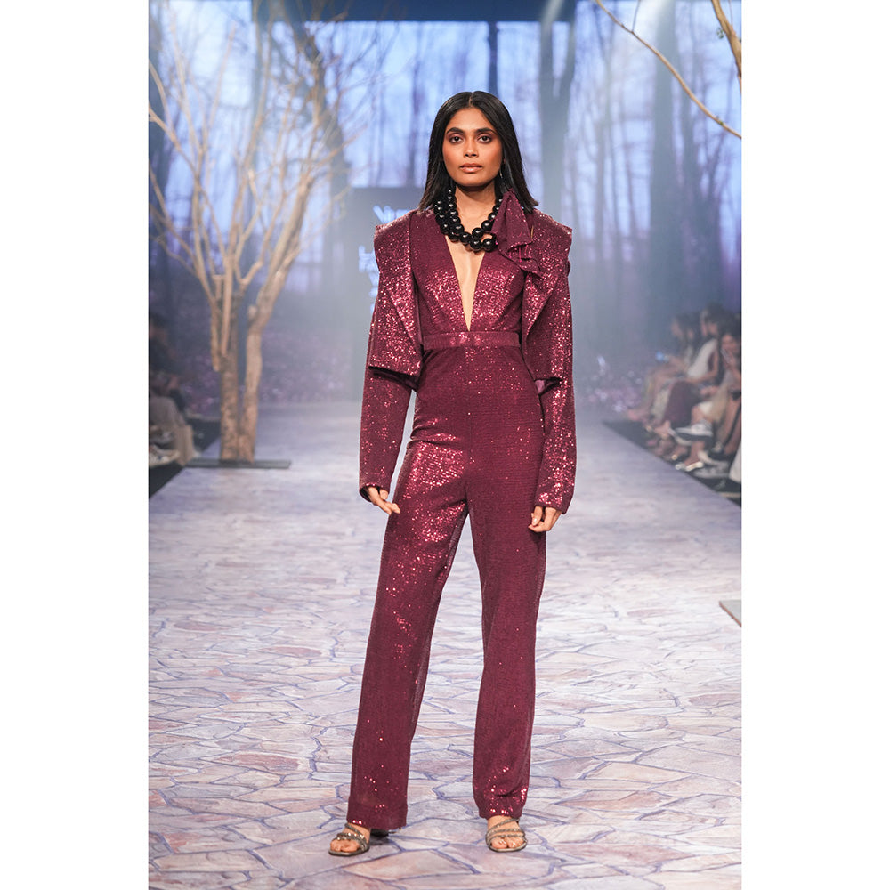 Nirmooha Ruby Sequenced Cropped Blazer Purple