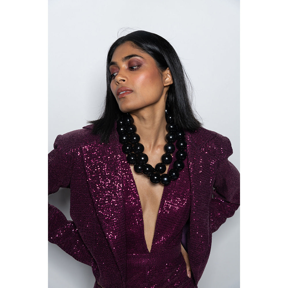 Nirmooha Ruby Sequenced Cropped Blazer Purple