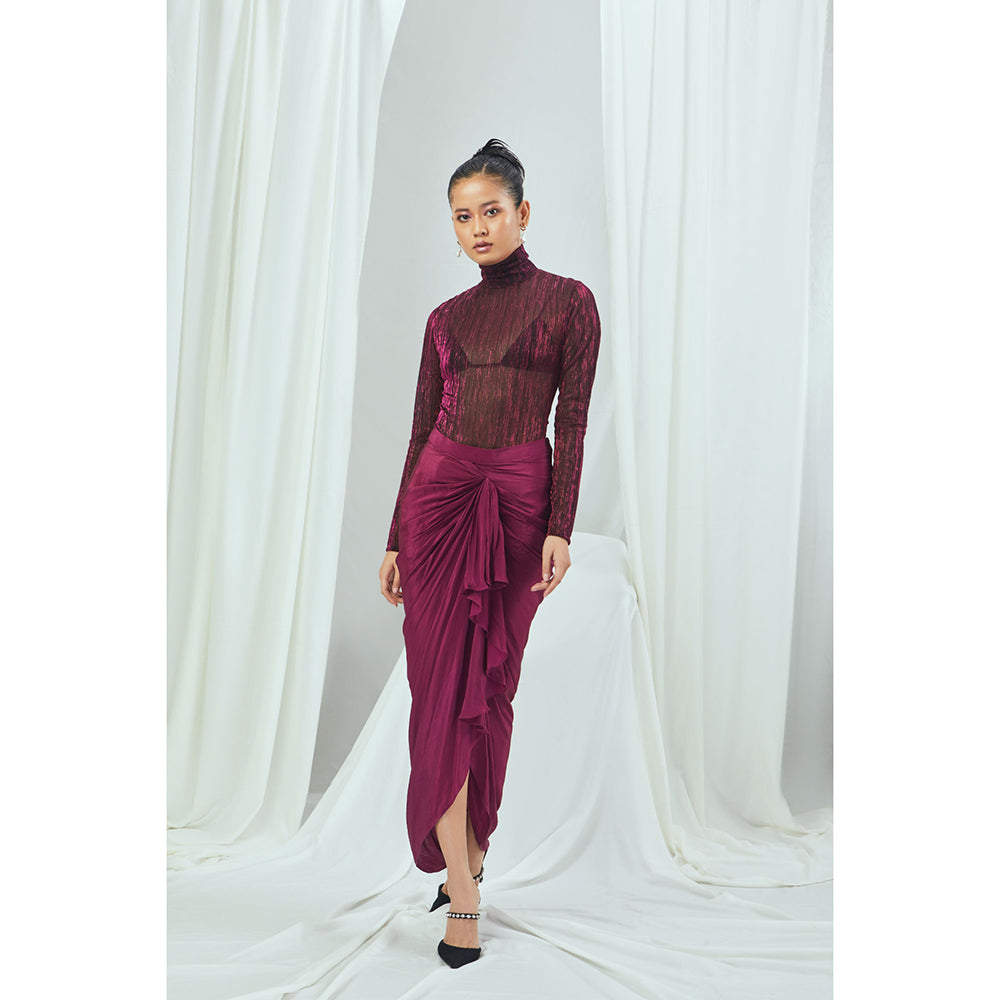 Nirmooha Ruby Sarong Draped Skirt Purple