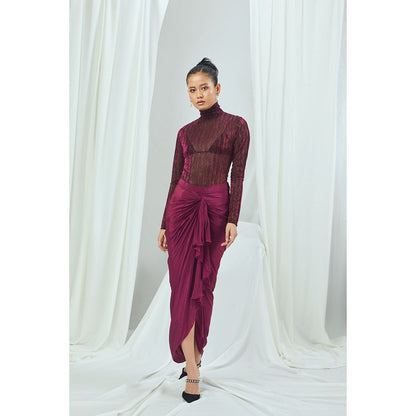 Nirmooha Ruby Sarong Draped Skirt Purple