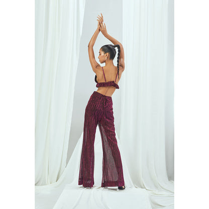 Nirmooha Metallic Ruby Wide Pants Burgundy