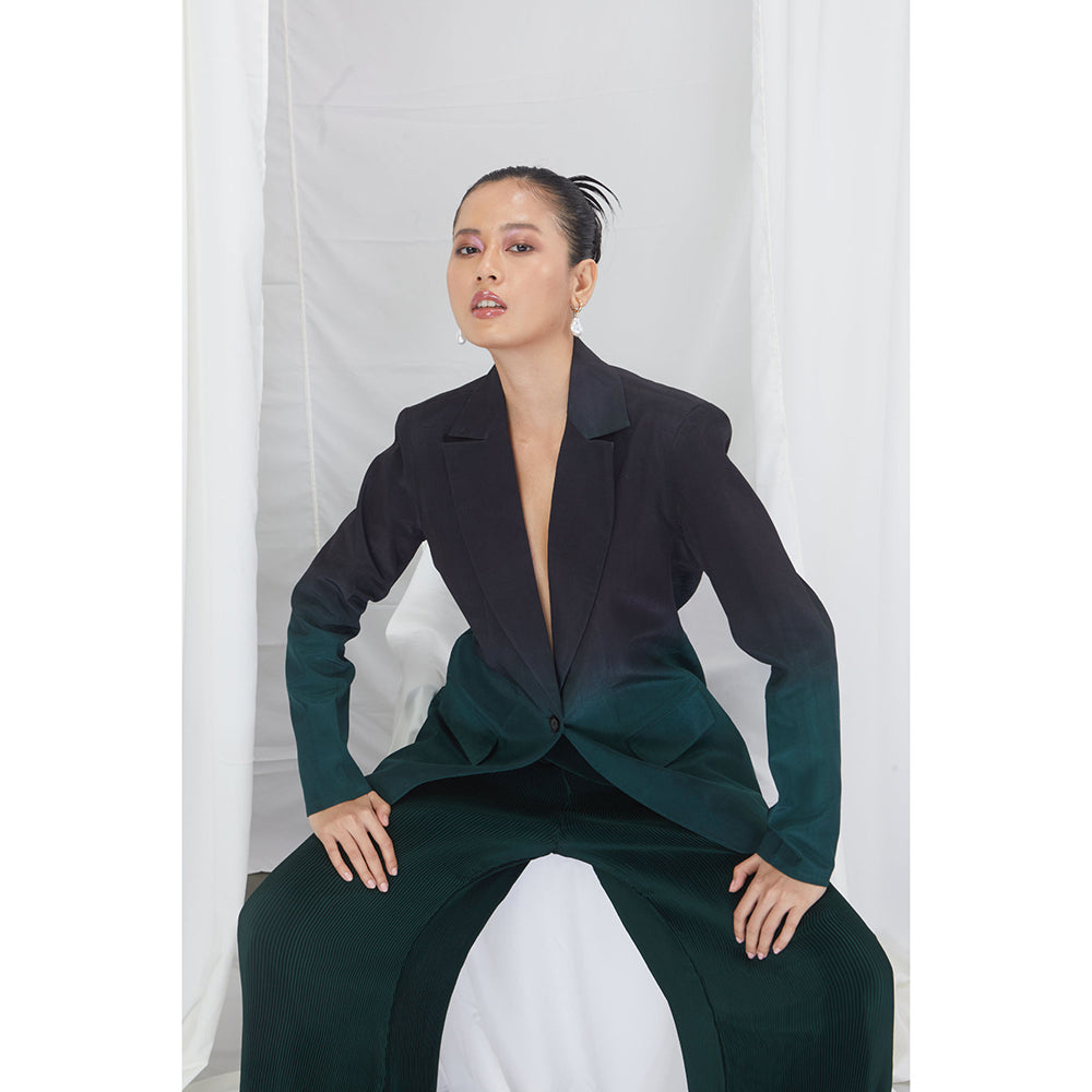 Nirmooha Emerald Pleated Wide Pants Green