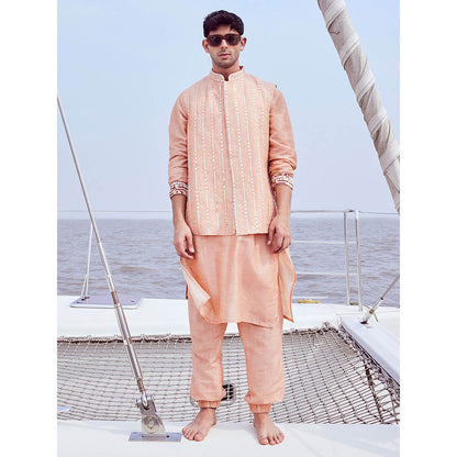 Nirmooha Embroidered Bandi with Kurta & Jogger Pants (Set of 3)