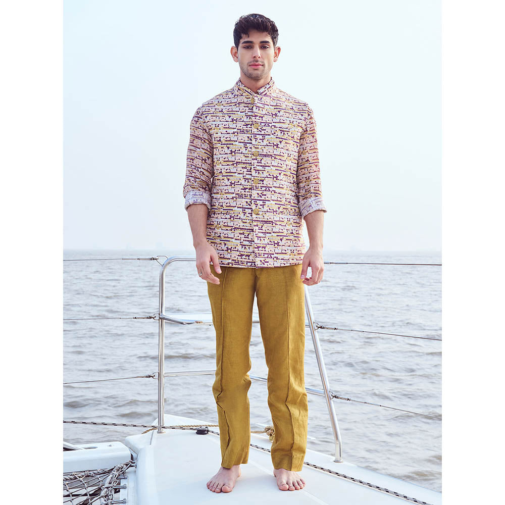 Nirmooha Printed Bandi with Printed Shirt & Straight Pants (Set of 3)