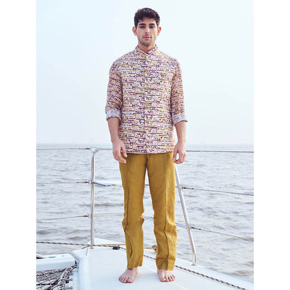 Nirmooha Printed Bandi with Printed Shirt & Straight Pants (Set of 3)