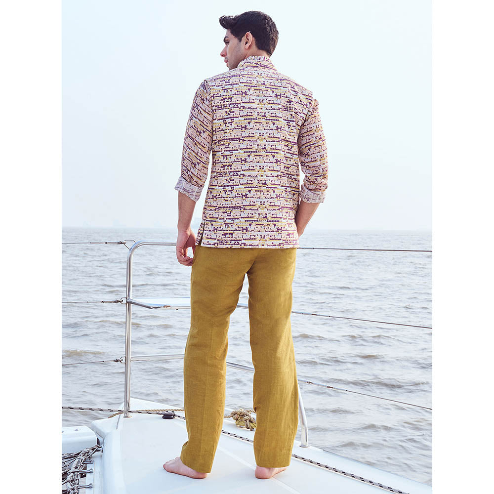 Nirmooha Printed Bandi with Printed Shirt & Straight Pants (Set of 3)