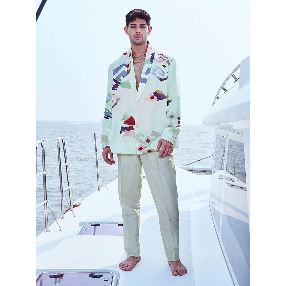 Nirmooha Off White Linen Straight Pant