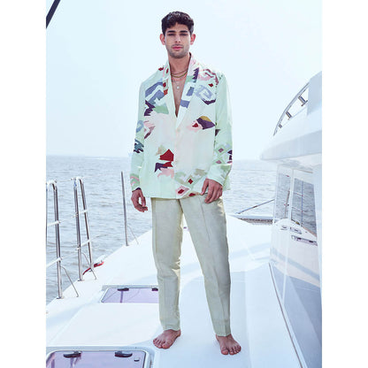 Nirmooha Off White Linen Straight Pant