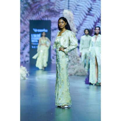 Nirmooha Tassel Hand Embellished Crop Jacket With Maxi Dress (Set of 2)