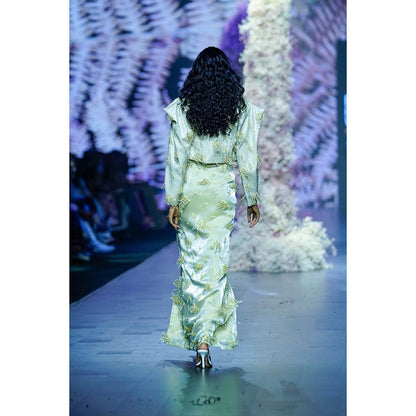 Nirmooha Tassel Hand Embellished Crop Jacket With Maxi Dress (Set of 2)