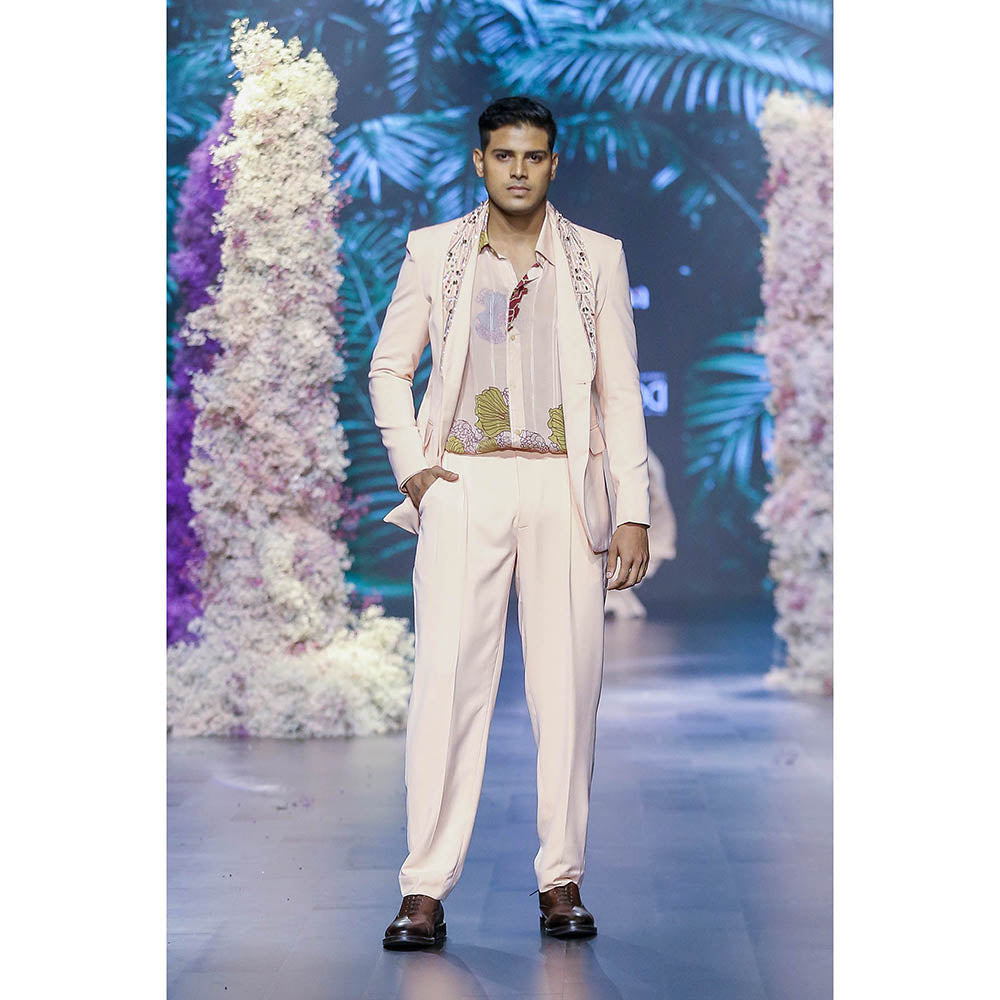 Nirmooha Pink Printed Lurex Shirt