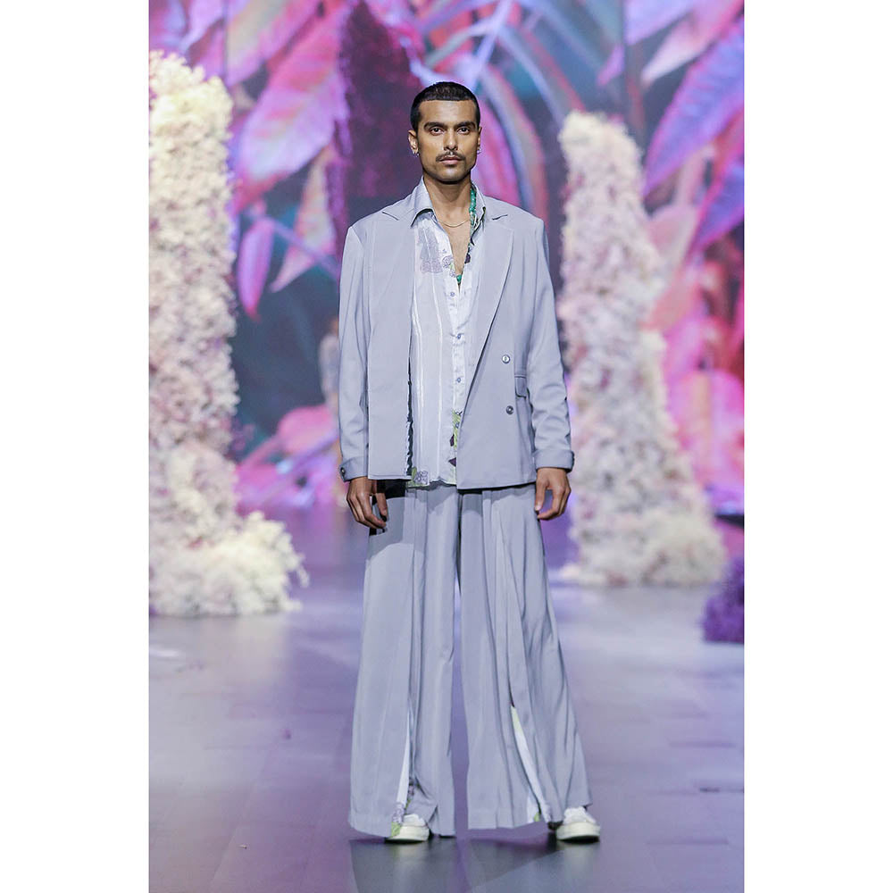 Nirmooha Grey Chiffon Lurex Shirt