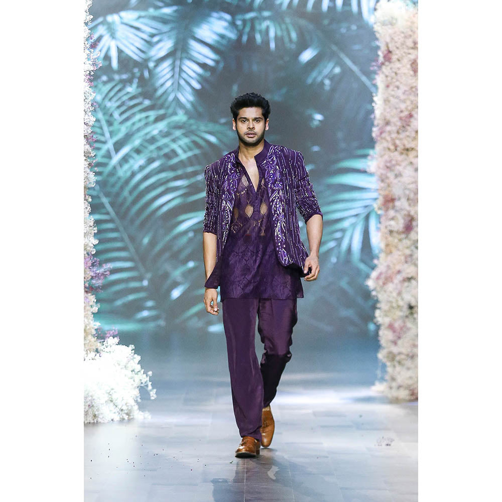 Nirmooha Purple Crepe Straight Pant