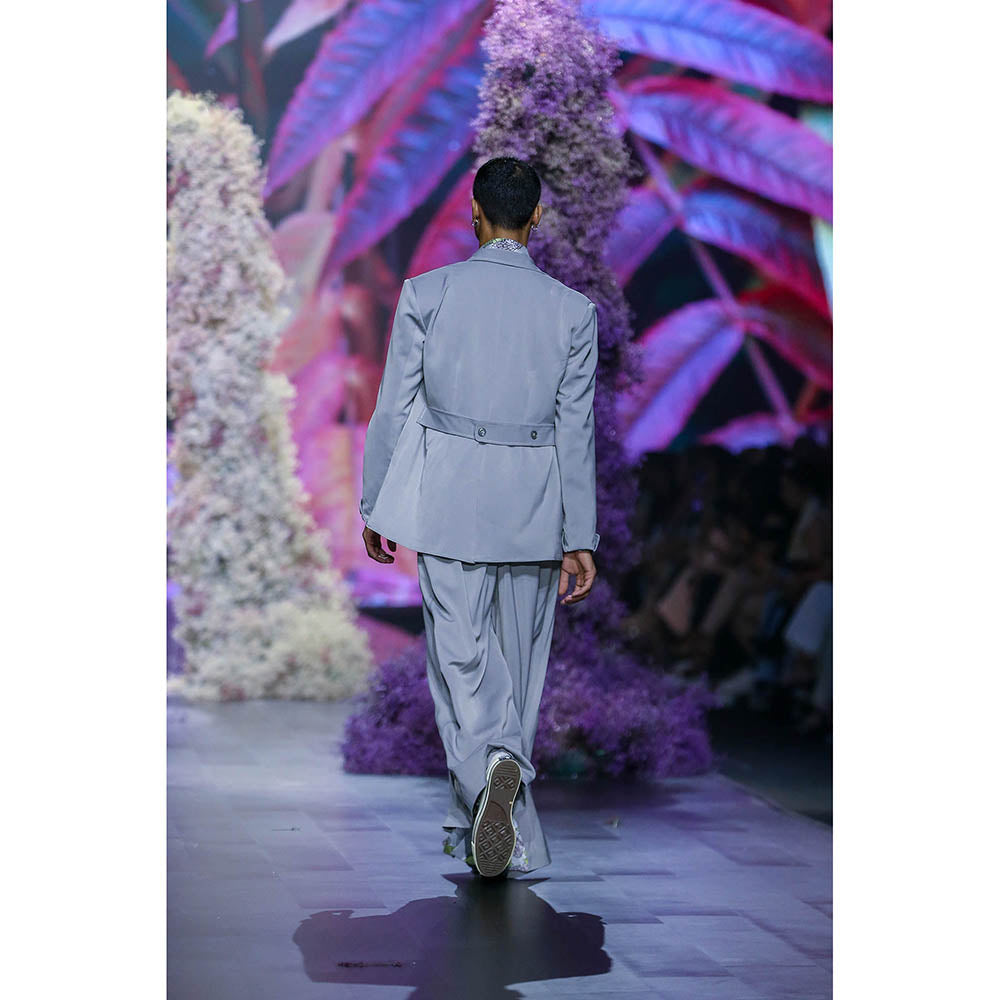 Nirmooha Grey Pant With Print Cutout Detailing