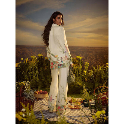 Nirmooha White Sunny Meadow Ensemble Co-Ord (Set of 2)