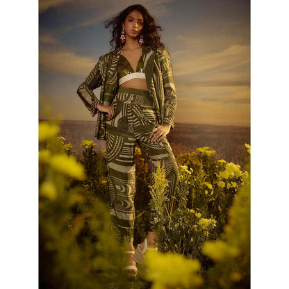 Nirmooha Green Power Pose Co-Ord (Set of 3)