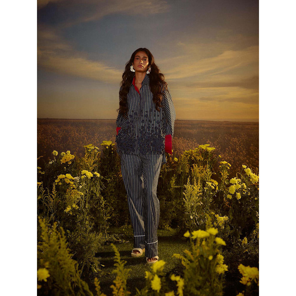 Nirmooha Blue Opulent Odyssey Co-Ord (Set of 2)