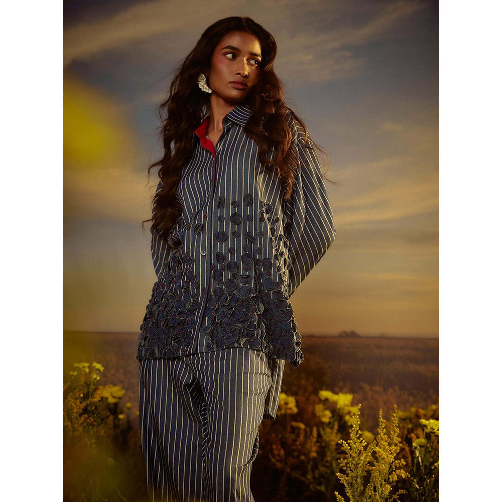 Nirmooha Blue Opulent Odyssey Co-Ord (Set of 2)