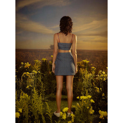 Nirmooha Blue Modern Maverick Bralette with Skirt (Set of 2)